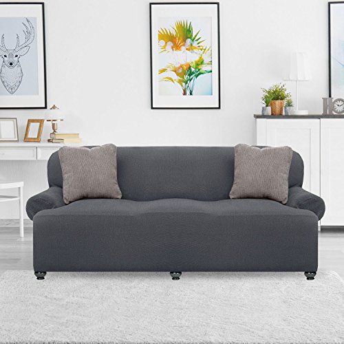 Renaissance Sofa Slipcover 1-Piece Polyester & Spandex Strapless Soft Stretch & Slip Resistant- Furniture Shield Couch Protector Seat Cover, Grey