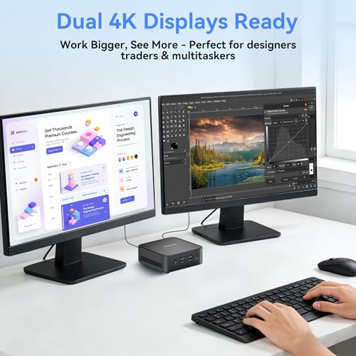 【3 Years Guarantee】Blackview MP50 AMD Ryzen 5 Mini PC with Mouse and Keyboard, Radeon Vega 8 Graphics, Win 11 Pro, 16GB+512GB SSD, 4K@60Hz HDMI+DP/Double WiFi/USB 3.2 Mini Desktop Computer for Office