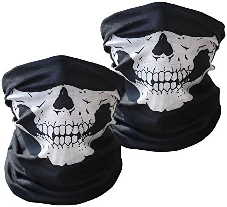 XINSIR Motorcycle Face Masks 2 Pieces Seamless Skull Mask Half Face for Out Riding Motorcycle Dust Mask Black