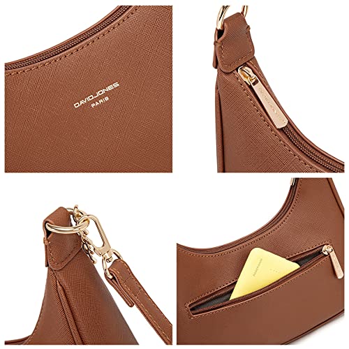 David Jones - Women's Shoulder Bag – Chain Shoulder Bag Imitation Leather Hard PU Leather – Small Crescent Hand Bag – Handbag Clutch Hobo Clutch Evening Crossbody Bag Trend – White