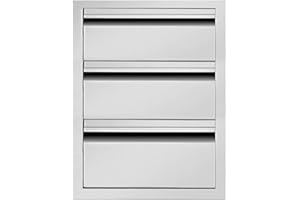 ATATOD Outdoor Kitchen Drawers 14" W x 21" H x 23" D Triple BBQ Drawers Stainless Steel Built-in Drawer for Patio Grill Station or Outdoor Kitchen Island