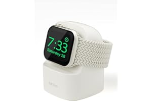 ELETIUO Charger Stand Compatible with Apple Watch Series 49/46/45/44/42/41/40/38mm iWatch Ultra2/Ultra/10/9/8/SE2/7/6/SE/5/4/3/2/1,Silicone Charging Dock Station Supports Night Stand Mode,Retro White