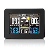 Atomic Wireless Weather Station with Indoor / Outdoor Wireless Sensor – TG645 Color Display Weather Station Alarm Clock With Temperature Alerts, Forecasting by Think Gizmos.