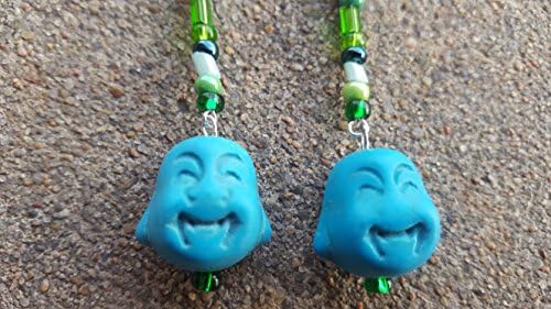 Buddha and Czech Bead Earrings. Glass and Stone Natual Earrings - Nameste Yoga Handmade Jewelry Siddhartha Gautama