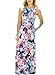 Women's Floral Print Round Neck Sleeveless Maxi Casual Dress Medium Multicolored