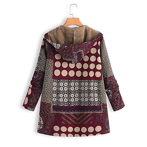 Besooly Women Coat Keep Warm Windbreaker Outwear Warm Wool Slim Long Coat Jacket Trench (2XL, Wine) - Thumbnail 2
