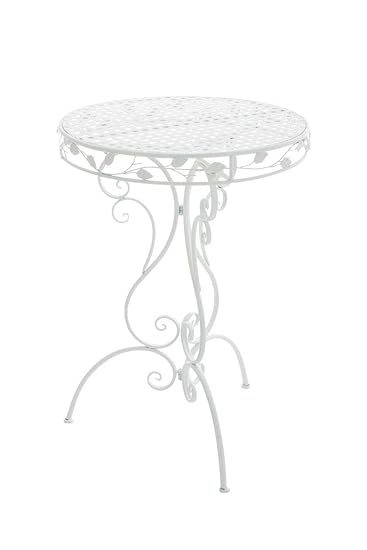 Sikalo Garten Stehtisch Rund Aus Metall Mit Vielen Verzierungen Terrassen Beistelltisch In Antik Optik Perfekte Repruduktion Hohe 100cm Farbe Weiss Amazon De Kuche Haushalt