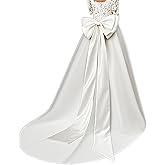 WEIMU Detachable Satin Bow Train – 59" Long Elegant Big Bow Belt for Wedding, Prom, Evening Dresses or Costume Wear (White)