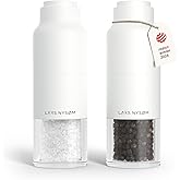 LARS NYSØM Salt and Pepper Grinder Set, Stainless Steel Manual Salt and Pepper Mills, Adjustable Ceramic Grinder, Design Spice Shakers (Pure White)