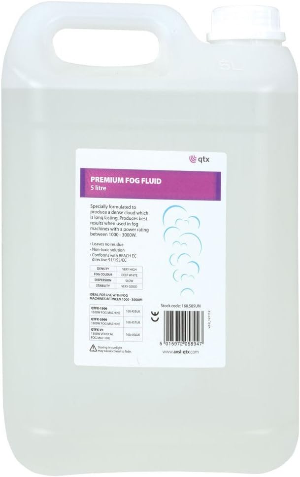 QTX High-Density Fog Machine Fluid, 5 Litre