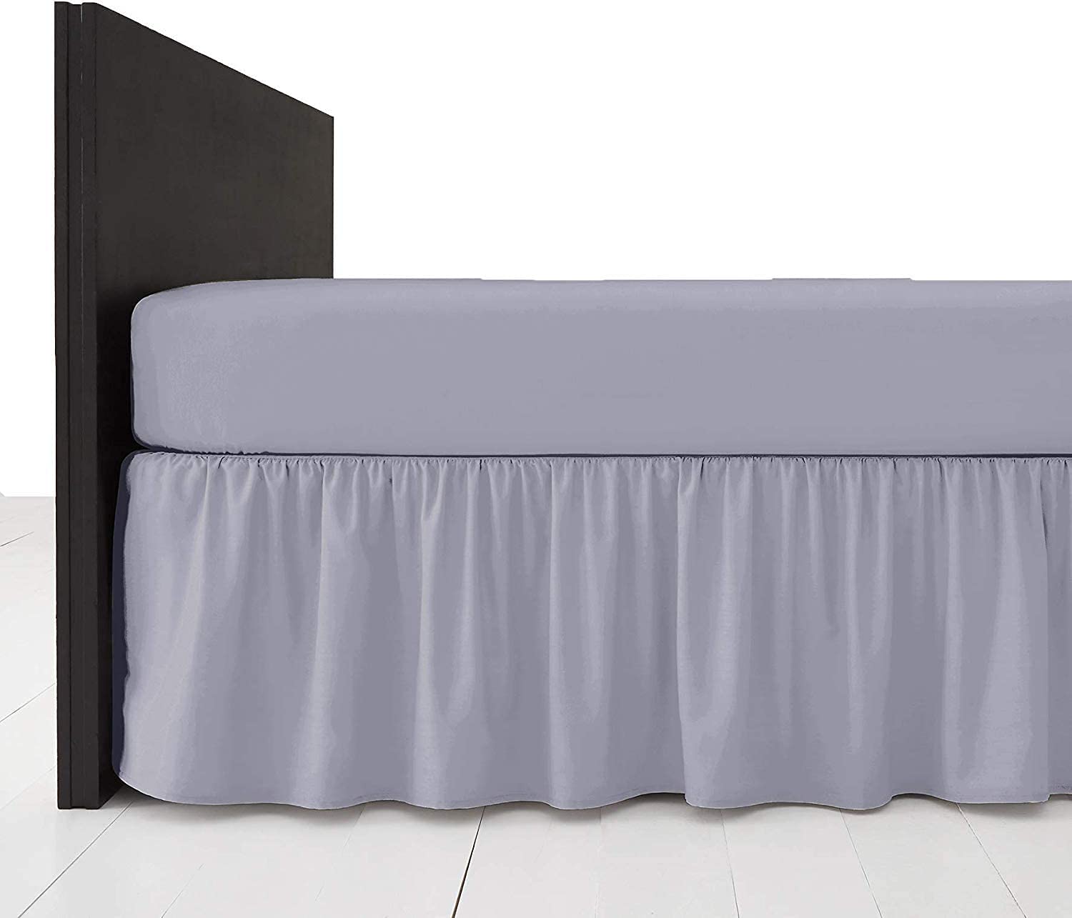 British Home Bedding - Plain Polycotton Extra Deep Frilled Bed Base Valance Sheet (Grey, King)