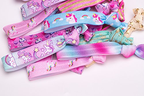 Geefuun Unicorn Hair Ties Party Favors Birthday Gifts Supplies - Girls Elastic Ponytail Holders Decorations