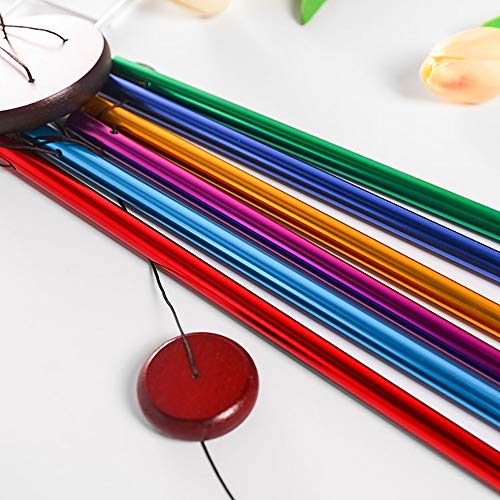 WEISIPU Rainbow Wind Chimes Outdoor Colourful Wind Chime Metal Tubes Music Indoor Windchimes with 6 Colored Pipe Door Bell