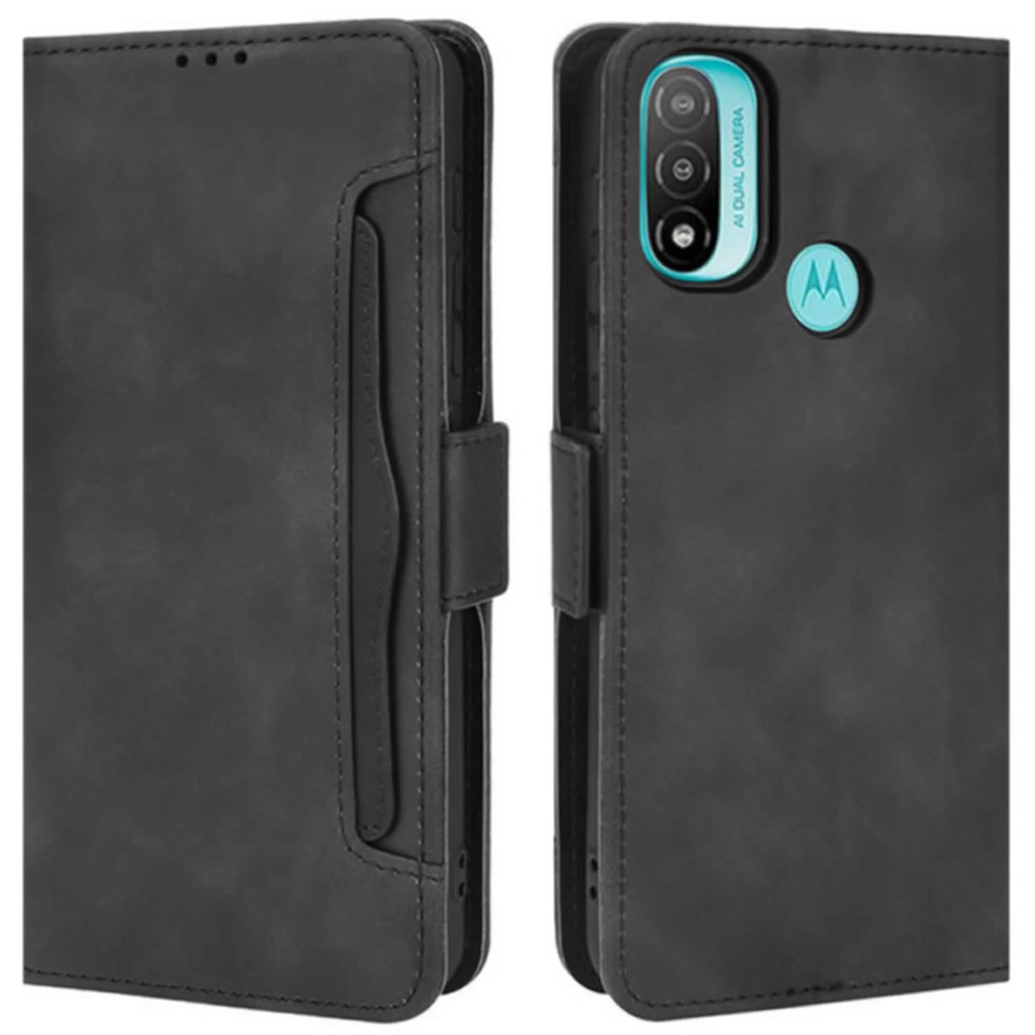 HualuBro Case for Motorola Moto E20 / E30 / E40 Phone Case, Magnetic Full Body Protection Shockproof Stand Folio Flip PU Leather Wallet Case Cover with Card Holder (Black)