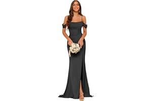 PUXIU Long Satin Bridesmaid Dresses with Silt for Women 2025 Formal Gowns Mermaid Evening Dress PU070