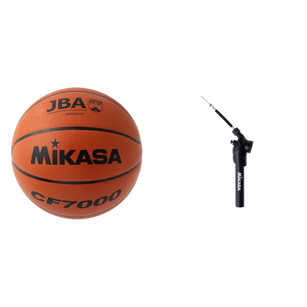 ミカサ(MIKASA) バスケットボール 日本バスケットボール協会検定球 7号 (男子用・一般・社会人・大学・高校・中学) 特殊天然皮革 茶 CF7000 推奨内圧0.315(kgf/㎠) エアゲージ付きハンドポンプセット の商品画像