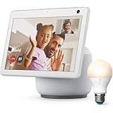 Ring A19 Smart LED Bulb, White, bundle with All-new Echo Show 10 (3rd Gen) - Glacier White