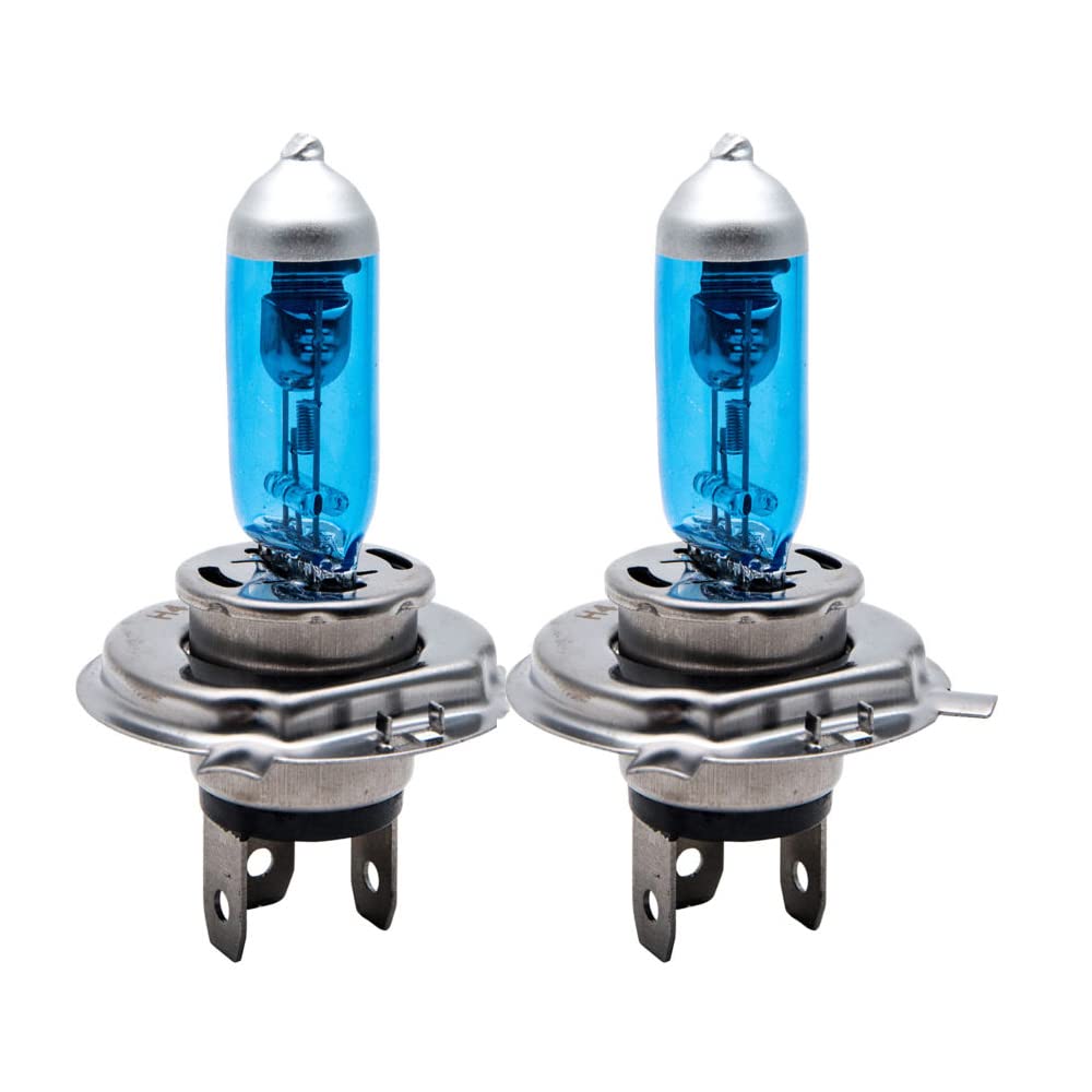 Xenon Headlight Bulb H4, 2 x MASO Super White Vehicle Car Headlight Bulbs, 100W 6000K Xenon Halogen Headlamp,12V ...