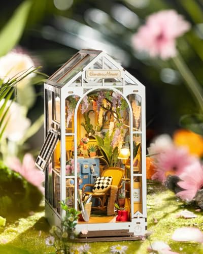 Rolife Book Nook DIY Miniature House Kit DIY Model Adult with Lights Library Decoration Book Living Room Booknook Puzzle 3D Wood Bookends Diorama Gift Idea Woman