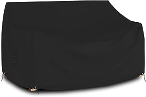 Covers & all Outdoor Loveseat Sofa Cover, 12 Oz Waterproof UV & Weather Resistant Patio Furniture Bench Cover Outdoor Use with Air Vent & Drawstrings (88"W x 33"H x 33D x 15"FH, Black)