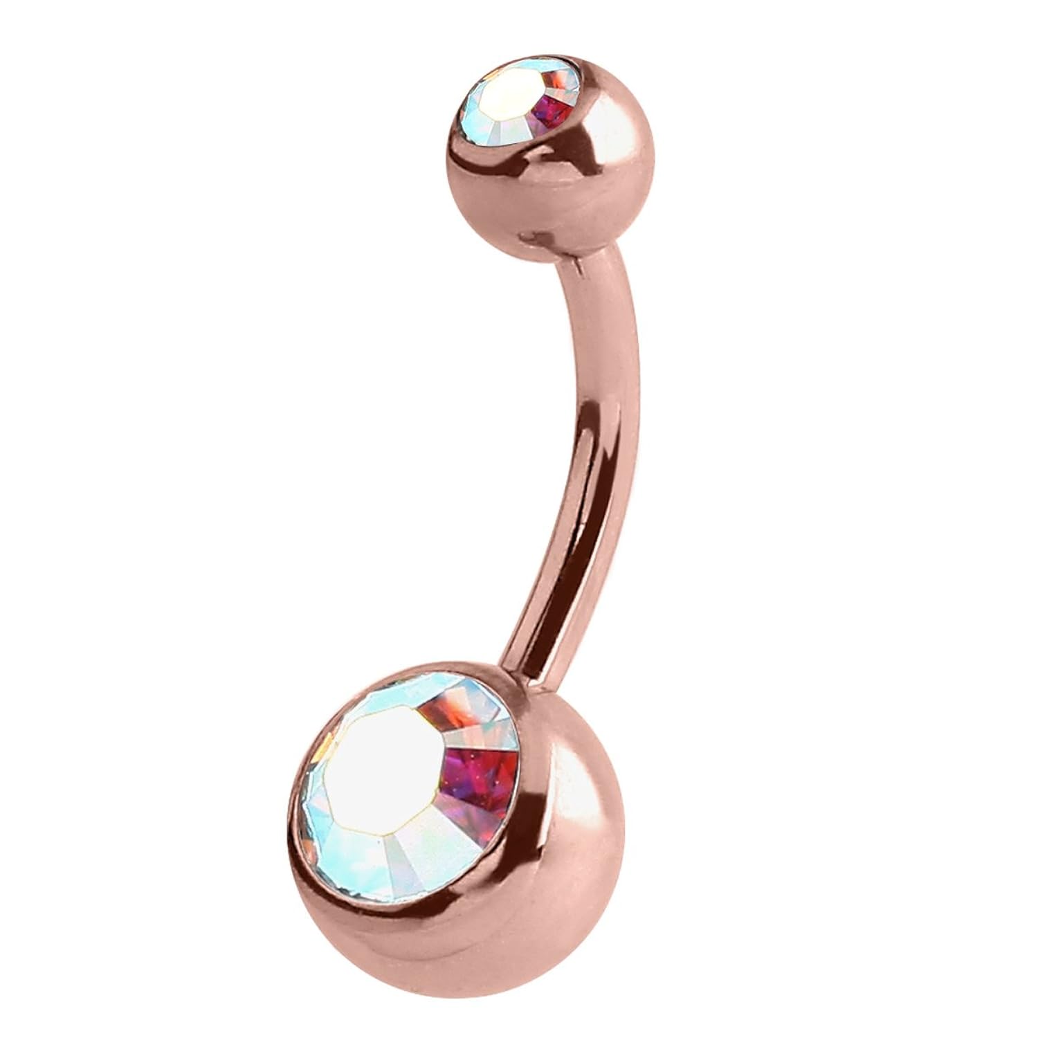 Oro rosa doble de acero Jewelled Belly Bar   mm de calibre