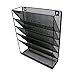 DLM Premium Wall File Holder Organizer, 5 Tier Wall Mount Metal Tray Organizer, Black
