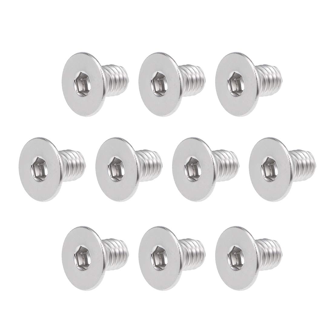 sourcing map M5x8mm Flat Head Machine Screws Inner Hex Screw 304 Stainless Steel Fasteners Bolts 20Pcs