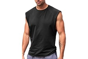 Runcati Mens Sleeveless Tank Tops Workout Cut Off Shirt Athletic Muscle Gym T Shirts