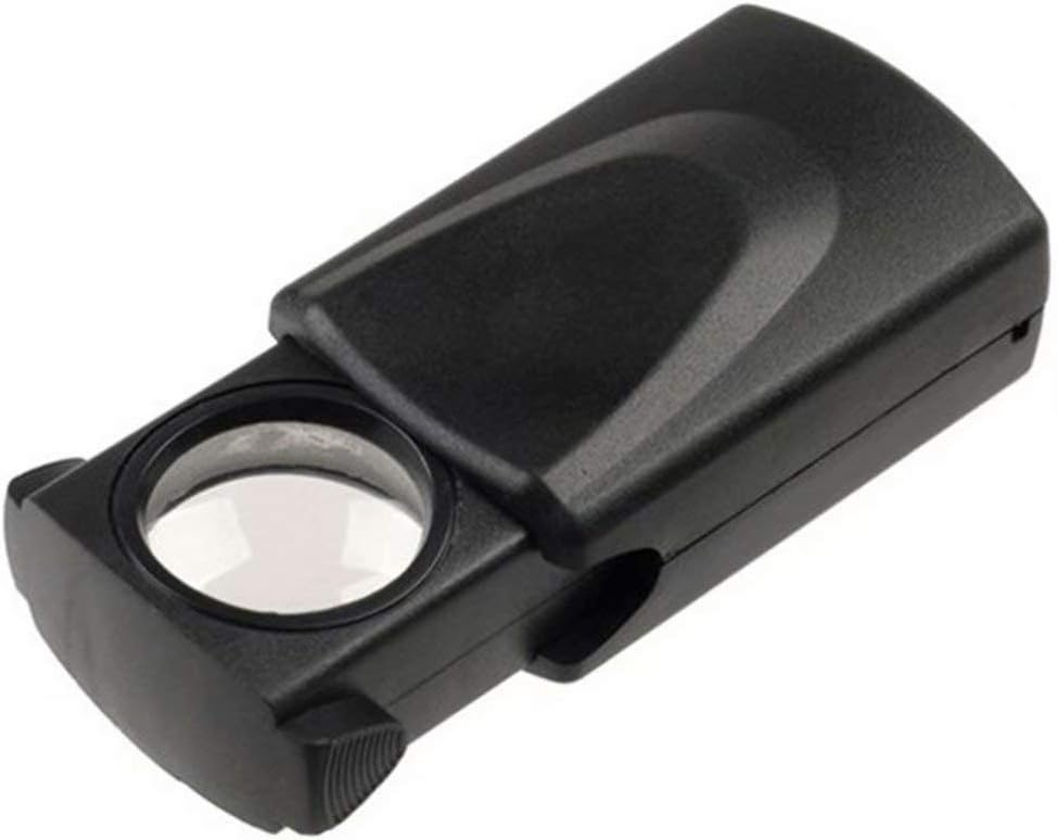 Black 30X LED Magnifier Folding Magnifying Glass Pocket Jewelry Loupe
