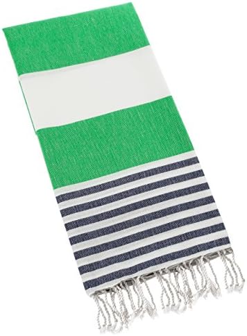 Swan Comfort 100% Cotton Pestemal Turkish Bath Towel, 39" x 70" - Green - Navy Blue