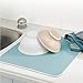 mDesign Kitchen Countertop Absorbent Dish Drying Mat - Pack of 2, Large, Aqua Blue/Ivory