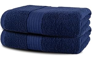 Textila Bath Sheets - 35x70 Inch Oversized 100% Cotton Towels, Super Soft, Highly Absorbent & Lightweight - Ideal for Everyday Use, Spa & Hotel (Navy Blue - Pack of 2)