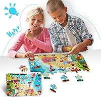 HongMe Wooden Jiasaw Puzzles with a Storage Box for Kids Ages 4 5 6 7 8,Beautiful Artwork 60 Pieces Puzzles, Finished 9