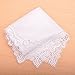 Milesky White Wedding Handkerchief Pure Cotton, Soft Ladies Hanky with Crochet Lace CH06