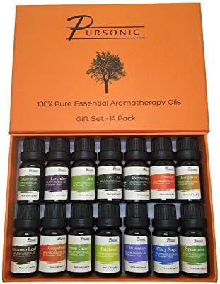 100% Pure Essential Aromatherapy Oils Pursonic Essential Oil Gift Set-14 Bottles,Size10ML