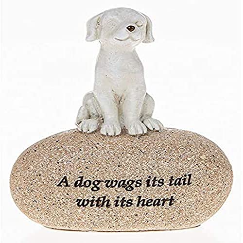 Angel Stone - Dog Ornament - A Dog Wags It's Tail With It's Heart
