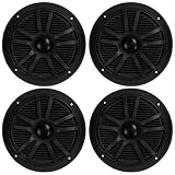 4) NEW BOSS MR6B 6.5" 360W Dual Cone Black Marine Audio Speakers 180 Watt 2 PAIR