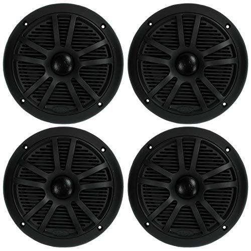 4) NEW BOSS MR6B 6.5" 360W Dual Cone Black Marine Audio Speakers 180 Watt 2 PAIR