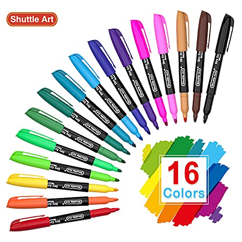 Shuttle Art Dry Erase Markers, 16 Colors Whiteboard Markers,Fine Tip