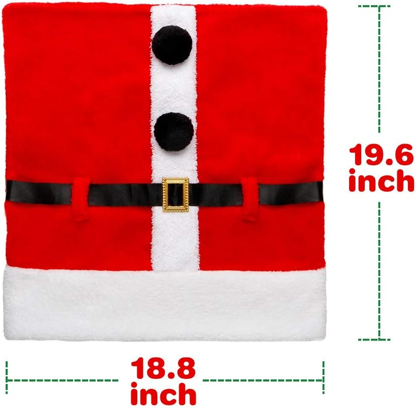 D-FantiX Santa Claus Suit Christmas Chair Covers with Belt Buckle Dining Room Chair Covers Holiday Christmas Decorations Red Set of 4: Home & Kitchen