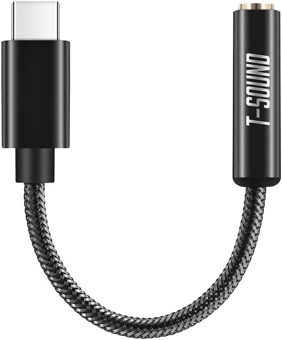 USB C Headphone Adapter,T-Sound USB Type C to 3.5mm Jack Adapter USB C Audio Adapter(Hi-Res DAC) Compatible with Google Pixel 2XL/3XL/iPad Pro/Huawei/Mozo Z3/HTC/Sony XZ2,Braided