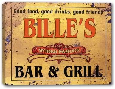 J Edgar Cool BILLE'S Family Name - MANY DESIGNS AVAILABLE - World Famous Bar &amp; Grill Gallery Wrapped Canvas Sign 3 SIZES AVAILABLE - 11" x 14"