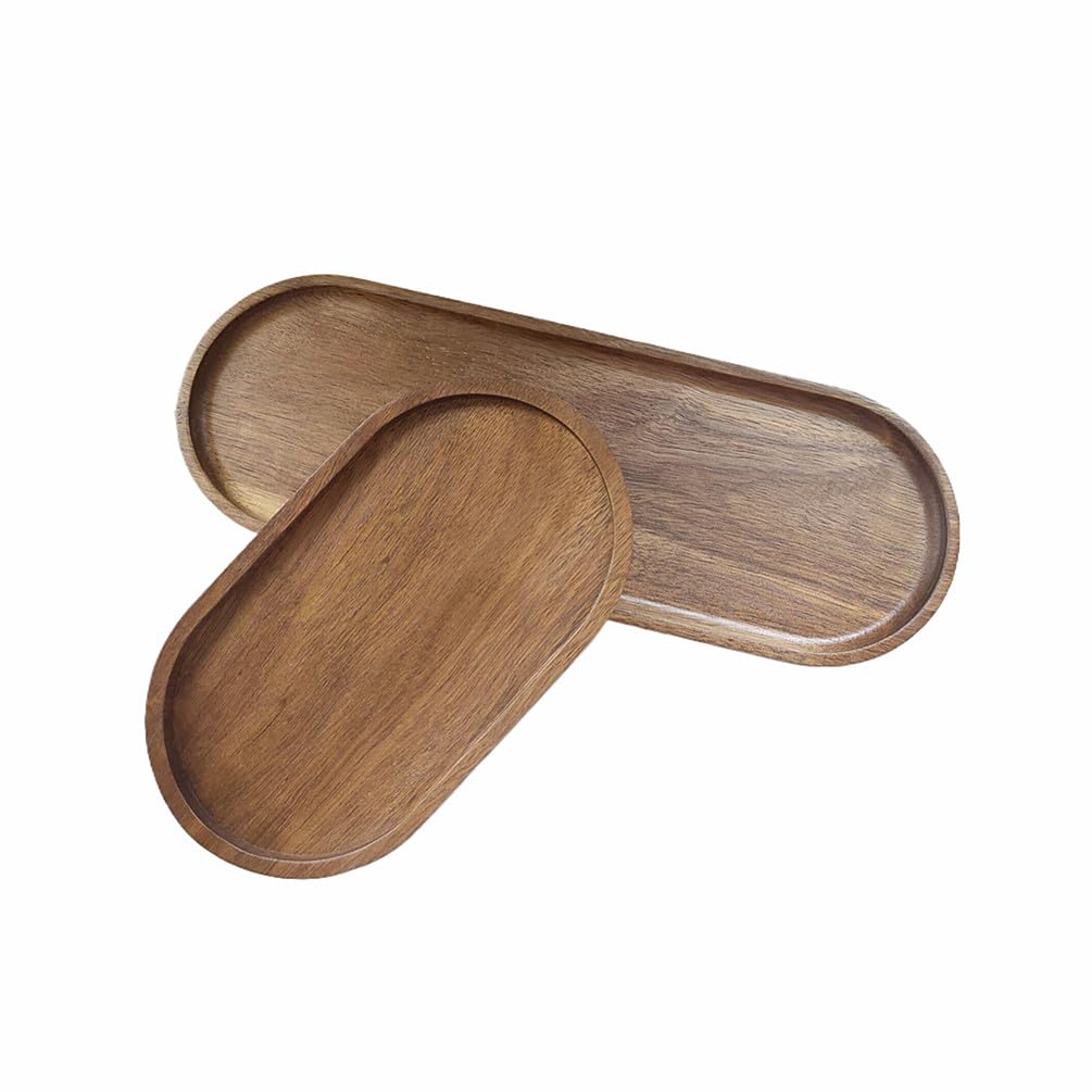 View 1 of (ONLY 1) Oval Wood Serving Trays Set, Large Natural Wooden Serving Platters, Charcuterie Plates Board Snack Dessert Appetizer Serving Tray for Bread Cheese, Food Fruit Dishes, Kitchen Home Decor (2 Pack)