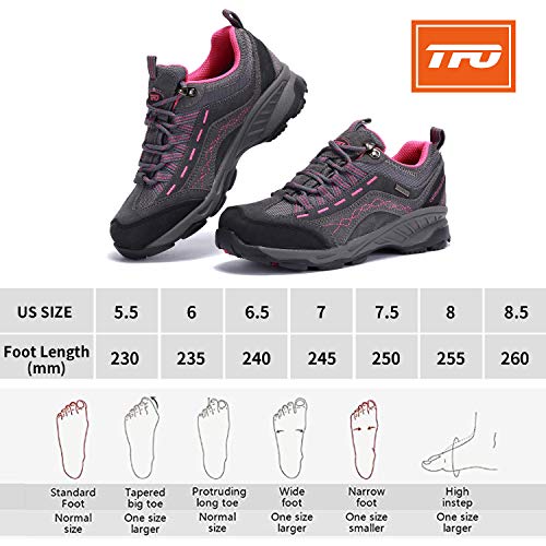TFO Women's Hiking Shoes Anti-Slip Breathable Sneaker for Outdoor Walking Trekking Grey