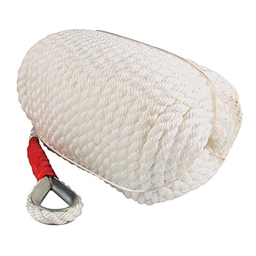 Bang4buck Twisted Braid Anchor Rope, 3/4 inch 200 Feet Polypropylene Dock Lines for Boat/Sailboat Mooring, Docking, Towing- with Thimble and 12592LB Breaking Strain - Thumbnail 2
