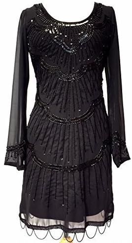 Ladies 1920's Vintage Style Charleston Flapper Gatsby Abbey Fringe Beaded Sequin Shift Dress
