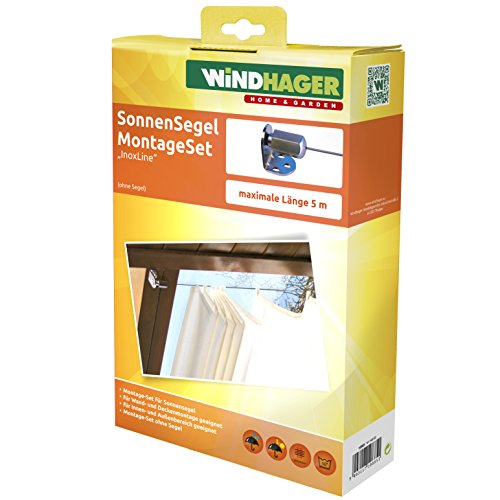 Windhager Montageset InoxLine aus Edelstahl für Sonnensegel, Seilspannmarkiesen Zubehör, Montageset für Sonnenschutz… – Bild 6