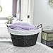 Household Essentials Round Wicker Laundry Basket with Handles, Whimsical Water Hyacinth Basket, Supportive Metal Frame, Removable Polyester Liner, Handwoven, Well-Structured and Versatile, Brown