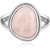 Turquoise Ring/Rose Quartz/Black onyx Ring for Women,Stainless Steel Silver Band Boho Rings Jewelry