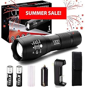 Image of SUMMER SALE: Super Bright LED Tactical Flashlight - High Lumen, Zoomable, 5 Modes, Waterproof Water Resistant, Handheld Light - Best Camping, Outdoor, Emergency, Hurricane, Everyday Flashlights